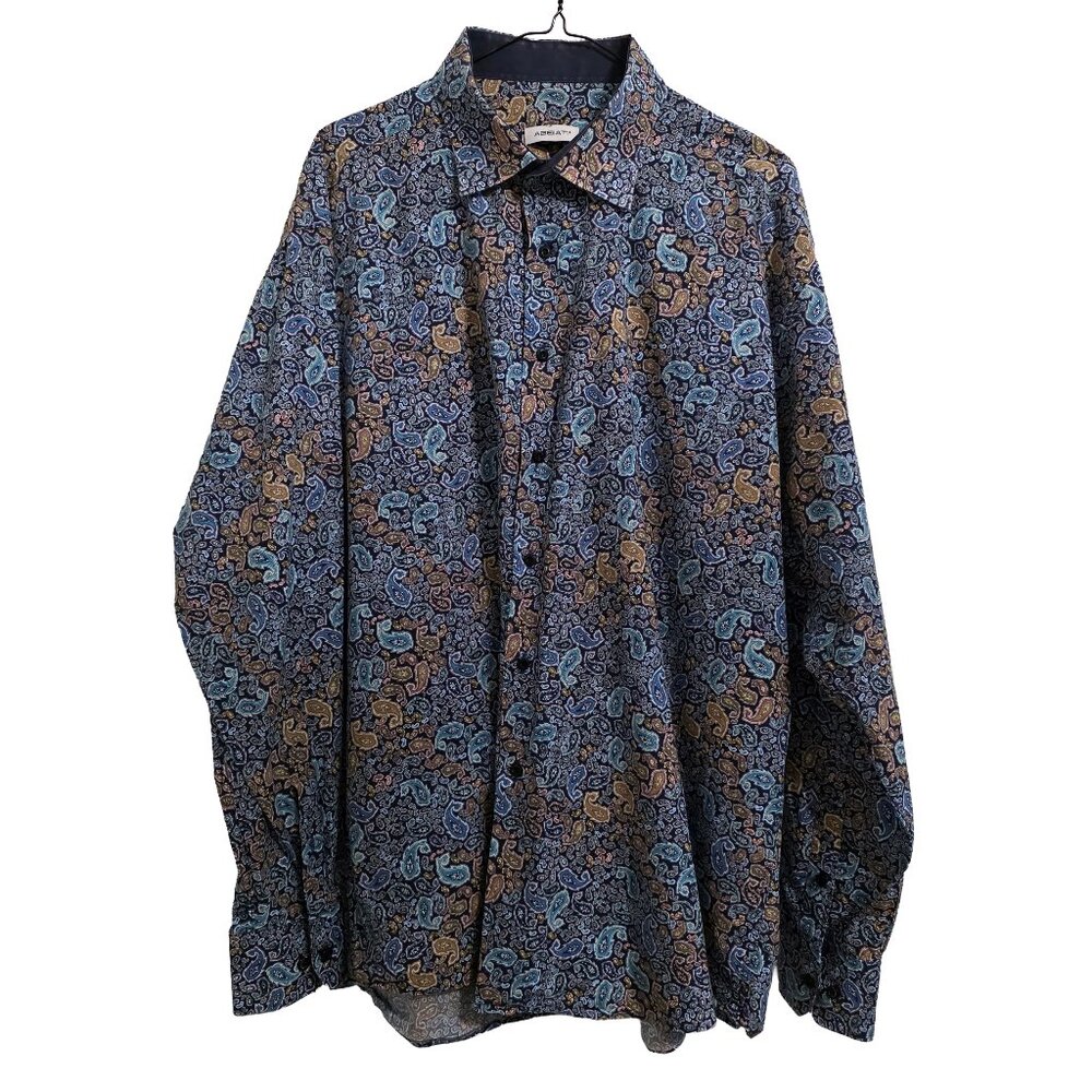 Abbiati France Paisley Cotton Button-down Long Sleeve Shirt Men's Size XXL EUC